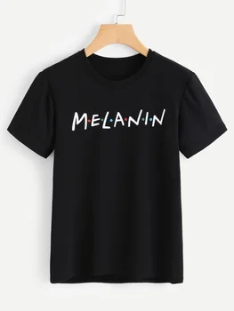 Sunfiz YF Melanino Draugais TELEVIZIJOS Šou Parodija T-Shirt Moterims, Juoda Mergina Pasididžiavimas Atspausdinta Tee Mados Mielas Vasaros Viršūnes