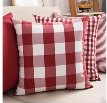 Tamsiai raudonos spalvos pledas modelis pagalvėlė padengti patikrinti atspausdintas užvalkalas dryžuotas pagalvės dangtelis atlošas namų puošybai