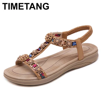 TIMETANGEthnic stiliaus gladiatorių Butai sandalai moterims vasaros naują atvykimo Patogus Bohemijos zawalcowany Romos Paplūdimio bateliai