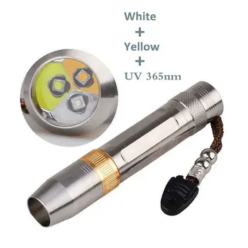 Ultravioletinių spindulių Žibintuvėlis Detektorius Gintaro/Jade/Diamond/Mineralinės/Brangakmenių 3 viena balta+geltona+uv 365nm