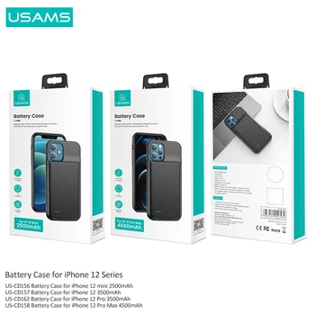 USAMS Baterijos Kroviklis Atgal Case For Iphone 12 pro max mini Galios Banko Įkroviklis, Dangtelis Atveju iPhone, 11 Pro max X XR 6 7 8 plius