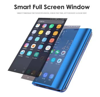 Už Xiaomi poco x3 nfc Aišku, PU Oda Veidrodis Smart Apversti Stovėti 360 Padengti Atveju Mi poco x 3 pocophonex3 nfc Magnetinio Coque