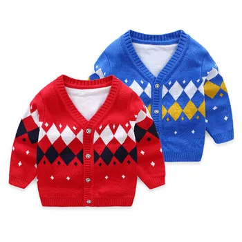 Vaikų megztinis berniukams medvilnės v-kaklo megztinis kailis naujagimiui megztinis