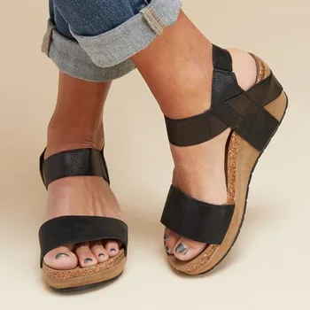Vasarą Naujas Stilius Su Moterų Batai Atsitiktinis Komfortą Pleišto Su Storu Sandalai Multi-Spalvos Pasirinktinai Didelio dydžio 34-43
