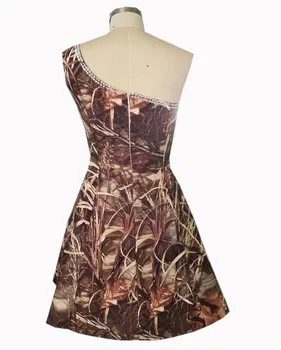Vienos pečių realtree max 4 trumpą camo prom dresses 2019 kamufliažas suknelė naują stiliaus užsakymą padaryti, dydis 0