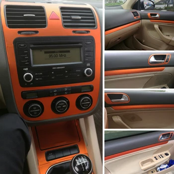 VW Golf 5 GTI MK5 2 durų Vidaus reikalų Centrinių Valdymo Skydo Durų Rankena Anglies Pluošto Lipdukai Lipdukai Automobilio stilius Accessories