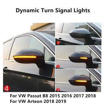 VW Passat, B8 GT-2018 Arteon 2017 2018 Automobilio Pusėje valdomi Išoriniai galinio vaizdo Veidrodėliai Indikatorių Indikatorius LED Dinaminis Posūkio Signalo Lemputė