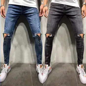 Vyrai Džinsai, Kelnės, Džinsai 2020 Pantalones Džinsai De Vyrai Dizaineris Džinsus Vyrams Aukštos Kokybės Skylę Dizaino Mažų Kojų Mens Kelnės Džinsai