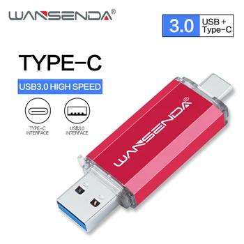 WANSENDA OTG Usb 3.0 USB Flash Drive, MODELIS C Pen Drive 32GB 64GB 128GB 256 GB 512 GB Pendrive USB Memory Stick TIPO C Mobile/PC