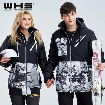 WHS Vyrų Ar Moterų Slidinėjimo Striukė Lauko Sniego Medvilnės Sportinės aprangos Šiltas Kailis atsparus Vandeniui Vėjo Lengvas DuPont užpildyti