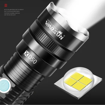 YC50 xhp70.2 Super Galingas LED Žibintuvėlis XHP70 XHP50 Taktinis Žibintuvėlis USB Įkrovimo Vandeniui Lempos Itin Ryškių Žibintų