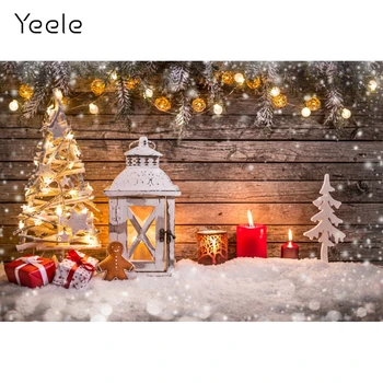 Yeele Kalėdų Fonas Sniego Bokeh Šviesos Medinės Lentos, Rekvizitas, Fotografija, Fotografijos Fone Kūdikio Fotosesiją Photocall