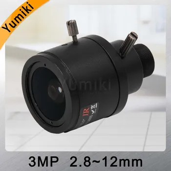 Yumiki 3.0 Megapikselių fiksuota iris HD VAIZDO kameros objektyvas 2.8-12mm/varifocal IR HD saugumo kameros objektyvas/rankinis zoom & focus M12 F1.4