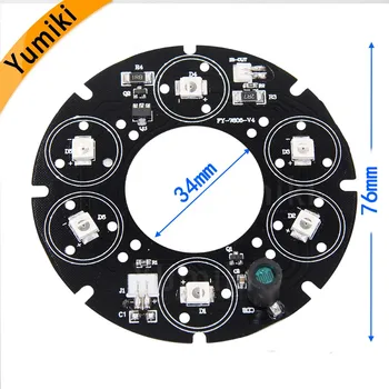 Yumiki 6pcs Matrica LED IR 20-50 Metrų DC12V Dydis 90 PCB Lenta 76x34mm Infraraudonųjų spindulių Naktinio Matymo VAIZDO Kamera(diatmeter:76mm)
