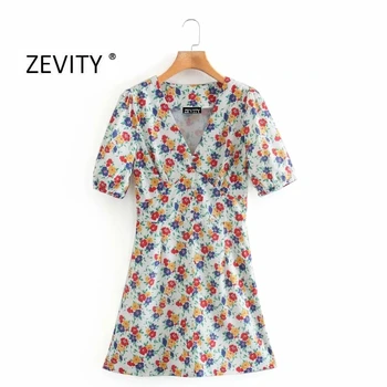 Zevity Naujas moterų derliaus polks taškų spausdinti nėrinių suvynioti mini suknelė, prašmatnus moterų sluoksniuotos rankovėmis atsitiktinis slim linijos, suknelės DS4149