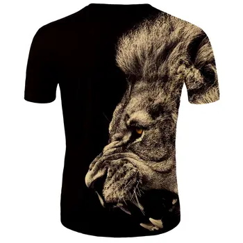 Įdomus T-shirt 2020 metų vasaros vyriški O-kaklo trumparankoviai 3D T-shirt Liūtas spausdinti marškinėliai 110-5XL