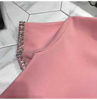 Šalis Suknelės Mados Prekės ženklo Moterys High-end Luxury Vasaros Plonas Elegantiškas Ponios Diamond Trumpas rankovėmis Suknelė