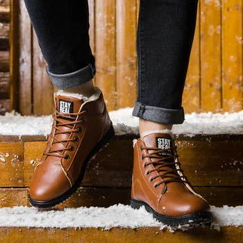 Žiemos plius aksomo šiltas batai sniego batai vyriškų batų Britų paprastas tendencija odos slydimo dėvėti vyriški laisvalaikio bateliai