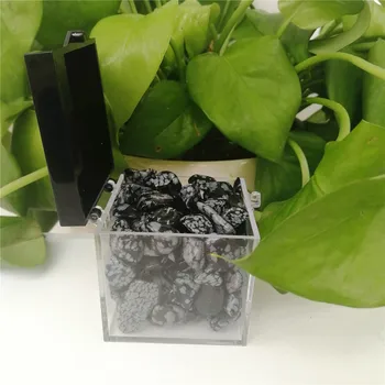 1 Dėžutė Aukštos Kokybės Natūralaus sniego black / gray crystal poliruotas akmuo krito