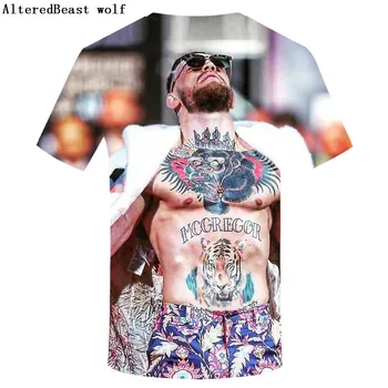 2019 Naujas 3d Vyrų T-shirt Prekės Conor Mcgregor Juokingi marškinėliai 3D Trumpas Rankovės O-Kaklo Viršūnes Atsitiktinis Tees Hipster