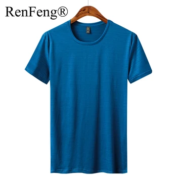 2019 naujas vasaros mercerized medvilniniai vyriški t-shirt trumparankoviai O kaklo ledo šilko tendencija Paprasto Juodo Blue Cool marškinėliai Apatiniai vyras