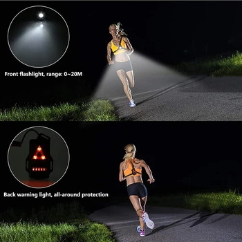 2020 Karšto Lauko Sporto Šviesų LED Naktį Veikia Žibintuvėlis Pėsčiųjų Įspėjamieji Žibintai USB Įkrovimo Krūtinės Lempos Fakelas