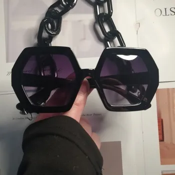 2020 Karšto pardavimo Stilius Asmeninį Grandinės Akiniai nuo saulės Europos Ir Amerikos Romanas Perdėti Aštuoniakampis Moterų Mados akiniai nuo saulės