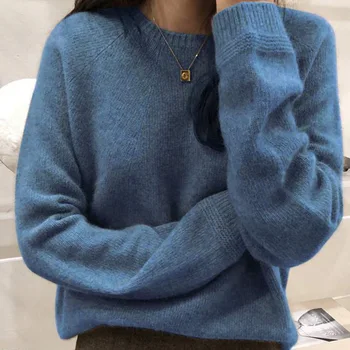 2020 m. rudens ir žiemos naujas ponios megztinis megztinis šiltas minimalistinio gryna spalva ponios megztinis