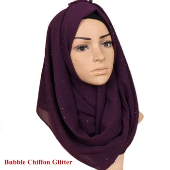 2020 Mados Paprasto Aukso Blizgučiai Burbulas Šifono Momentinių Skara Ponios Kietas Mirguliavimas Hijabs ir Antklodės Foulard Lankelis Musulmonų Sjaal