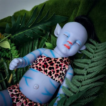 20inch 55cm Reborn Baby Su Uodega Gyvas Naujagimis Saldus Mėlyna Berniuko, Naktį Šviesos Visą Vinilo Lėlės Žaislas Vaikams Gimtadienio Lėlės