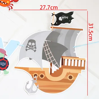 28x13CM Piratų Laivas su Gimtadieniu Blizgučiai Popieriaus Laiške Reklama Kabo Vėliavos Gimtadienio Šventė Papuošalai