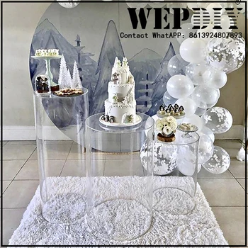 3pcs/set skaidraus akrilo plinth stovėti vestuvių & party akrilo cilindras vestuvių stalo centerpieces
