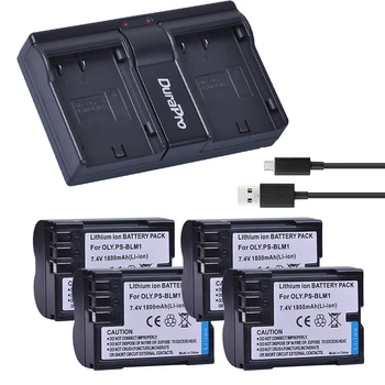 4pc PS-BLM1 PS BLM1 BLM-1 Li-ion Baterija + Dual USB Kroviklis skirtas Olympus EVOLT E-300 E-330 E-500 E-510 C-5060 C-7070 C-8080 E-1