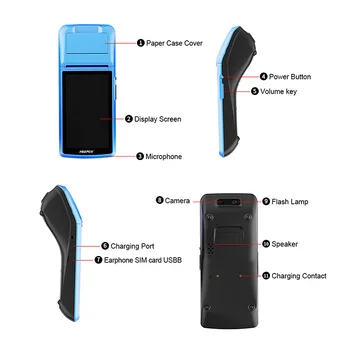 5 colių POS Terminalo Spausdintuvo 58mm gavimo USB Bluetooth Spausdintuvo Jutiklinį Ekraną, WIFI nešiojamą belaidį Rankinį Pos Sistema Mašina