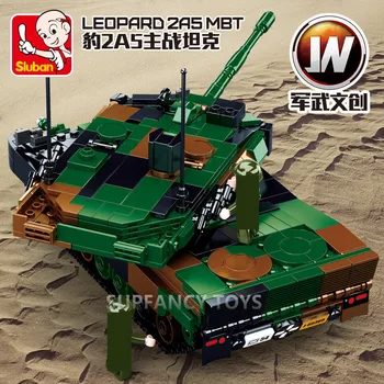 766pcs Karinės Leopard 2A5 Pagrindinis Tankas Modelio Ginklas WW2 Armijos MBT Kūrėjas Blokai Nustatyti Švietimo Žaislai Vaikams