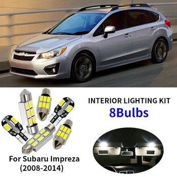 8pcs Automobilių Reikmenys, Automobilių LED Lemputės Interjero Rinkinys 2008-Subaru Impreza Žemėlapis Dome Kamieno Licencijos numerio ženklo apšvietimo Žibintas