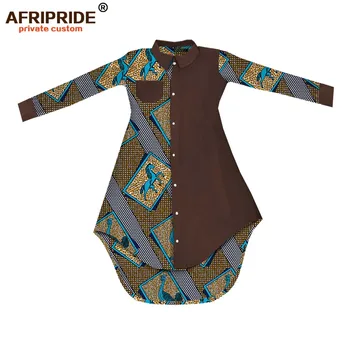 Afrikos suknelės moterims AFRIPRIDE individualius visą rankovės vieną krūtinėmis vidurio blauzdos ilgis moterų atsitiktinis suknelė A1825094