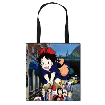Anime Kiki ' s Delivery Service drobės pečių maišą Didelės Talpos, Rankinės Moterims, Krepšiai Lady Nešti Pirkinių Crossbody Krepšiai