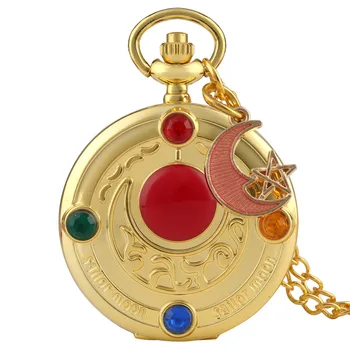 Aukso Sailor Moon Karšto Anime Tema Kvarco Kišeniniai Laikrodžiai Dovanos, Studentų, Vaikų Mergaičių Pakabukas Papuošalai, Laikrodis Pateikti