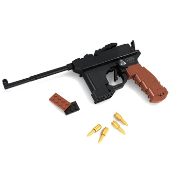 AUSINI Mausers pistoletas Pistoletas, Statyba Blokai Švietimo Berniukų Žaislai Vaikams Kūrėjas Vaikai Kariuomenės Karinių Ginklų Modelis Plytų Komplektas