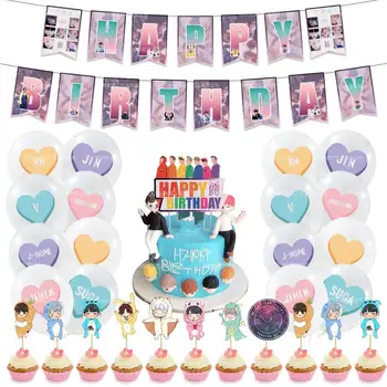 Bangtan Berniukai Gimtadienio Prekių Apima Reklama Tortas Topper Cupcake Rėžtuvės Balionus, gimtadienio dekoracijas Mergina