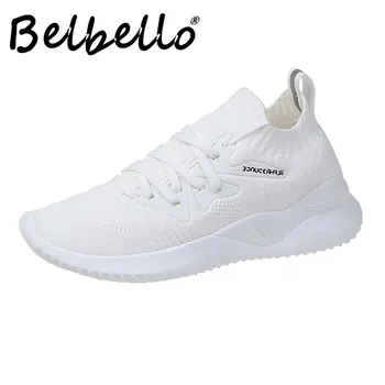 Belbello Kojinės batai moteriška studentams, Rudenį naują stilių Comefortable Kvėpuojantis sportbačiai vientisos spalvos minkštu padu laisvalaikio bateliai