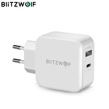 BlitzWolf 30W Tipas-C Telefoną PD Įkroviklis QC3.0+2.4 Dual USB Greitas Įkroviklis ES kištukinis Adapteris, Maitinimo iPhone 12 Mini Pro Max