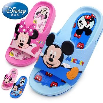Disney 2019 nauja vaikų batai kūdikių šlepetės Animacinių filmų Berniukų ir Mergaičių, Šlepetės Mickey Mini Interjero Slydimo Kūdikių Šlepetės Cool