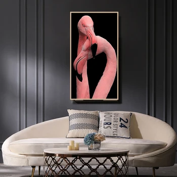 Drobė, Tapyba už Kambarį Juodosios Pink flamingo Plakatai Gyvūnų Spausdinti Nuotrauką Hoom Dekoro Kūrybiškumą Sienos Šiuolaikinio meno tapybos