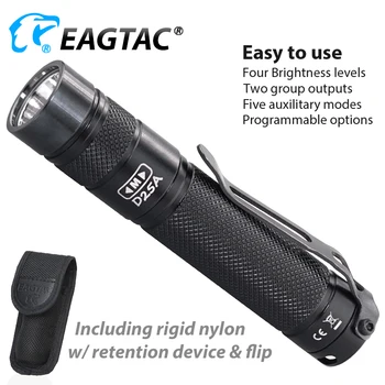 EAGTAC D25A XM-L2 CW Nichia 219C NW LED Žibintuvėlis 405 Liumenų AA Baterijos 14500 EDC Fakelas