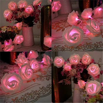 ECLH Rožių Gėlių Girlianda LED Žibintai, 20 Led String Žiburiai Kalėdų Interjerams Dekoruoti Namų Valentino Pasakų Šviesos