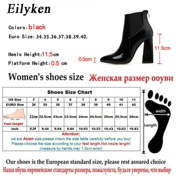Eilyken Storio Aukštakulnius Moterys Batai Aikštėje Kojų Zip Avalynė PU Lakinės Odos Moteriška Boot Batus Moteris 2021 Nauja Juoda