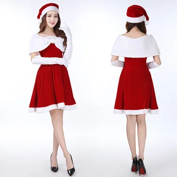 Elegantiškas Moterų Suknelė 2019 Naujas Ponios Cosplay Kostiumų Kalėdų Santa Claus Etapas Rodo, Drabužių Sexy Raudona COS Šokių Skraiste, Chalatai