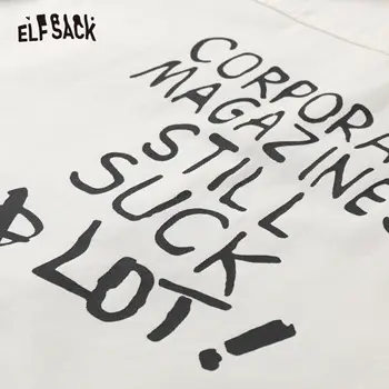 ELFSACK Laišką Print Single Krūtinėmis Negabaritinių Moterų Striukė,2020 M. Rudenį ELF Grynas Visą Rankovės Ponios,Atsitiktinis Kasdienio Pagrindinio Outwears